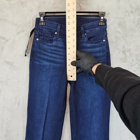 PAIGE Laurel Canyon High Rise Flare Jeans in Manifesto Womens Size 24 Dark Blue - Picture 11 of 16